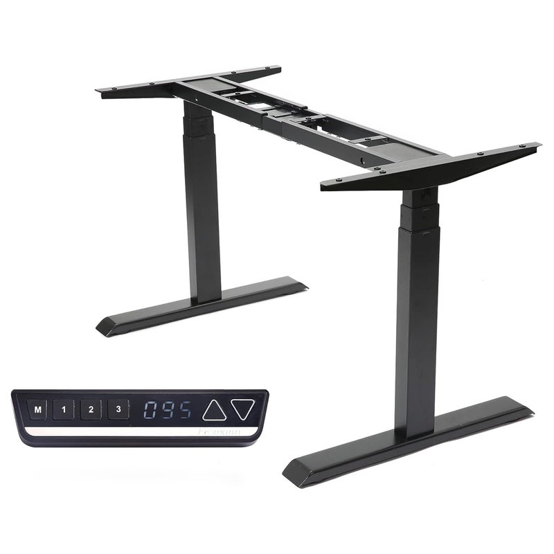Fromann Electric 3 Tier Legs Dual Motor Standing Desk Frame Sit Stand up Height Adjustable Desk Base for Home and Office Black