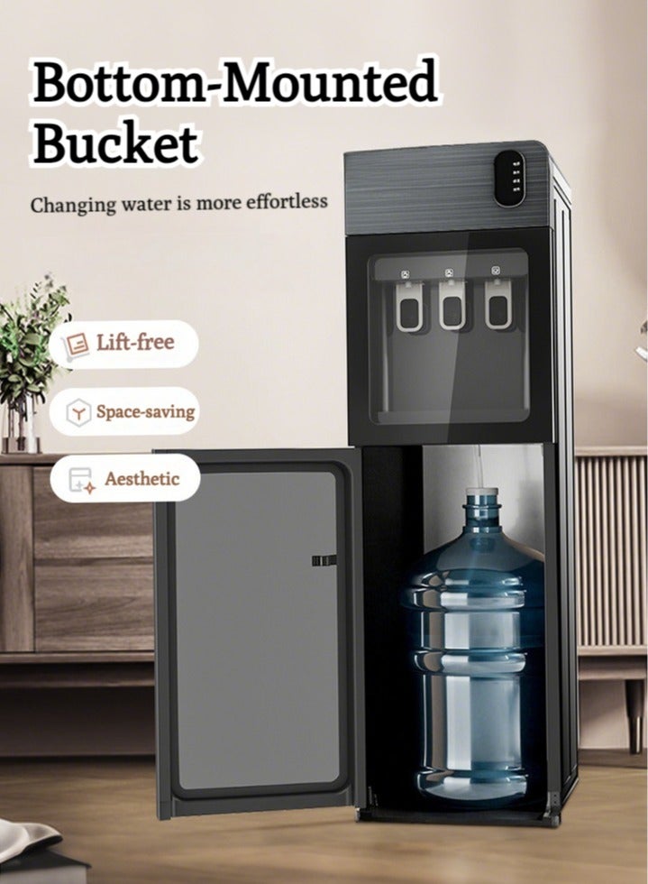 والالا موزع مياه، مبرد مياه بتحميل سفلي، 3 إعدادات لدرجة الحرارة، يتضمن شاشة LED ومنبه زجاجة فارغة، جهاز مياه للمنزل والمكتب والمزيد، رمادي - Image 1