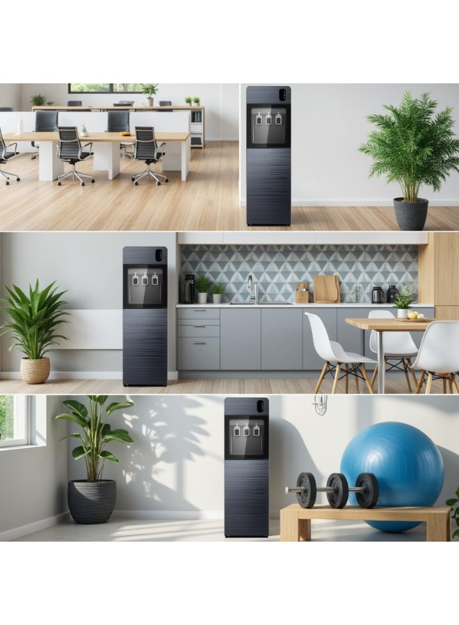 والالا موزع مياه، مبرد مياه بتحميل سفلي، 3 إعدادات لدرجة الحرارة، يتضمن شاشة LED ومنبه زجاجة فارغة، جهاز مياه للمنزل والمكتب والمزيد، رمادي - Image 3