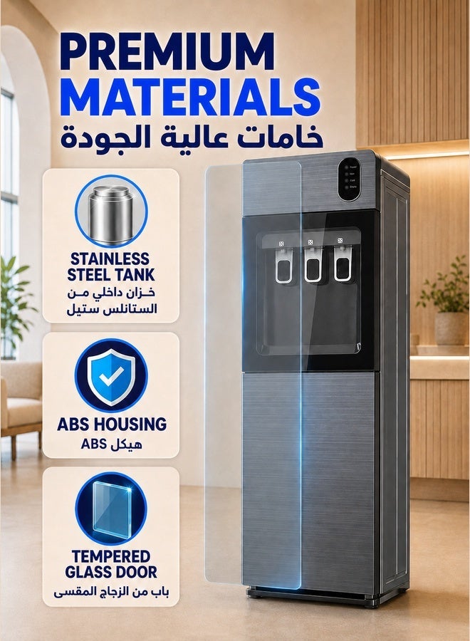 والالا موزع مياه، مبرد مياه بتحميل سفلي، 3 إعدادات لدرجة الحرارة، يتضمن شاشة LED ومنبه زجاجة فارغة، جهاز مياه للمنزل والمكتب والمزيد، رمادي - Image 5
