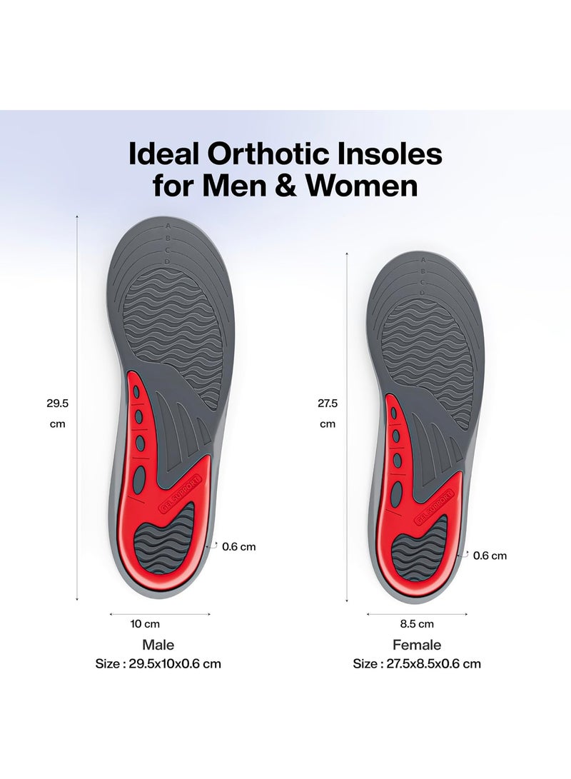 FOverA Dual Gel Insoles Pair for Walking, Running, Sports, Formal and Safety Shoes, All Day Comfort with Dual Gel Technology, Full Length Sole for Every Shoe (Red (1 pair pack), FEMALE) - Image 4
