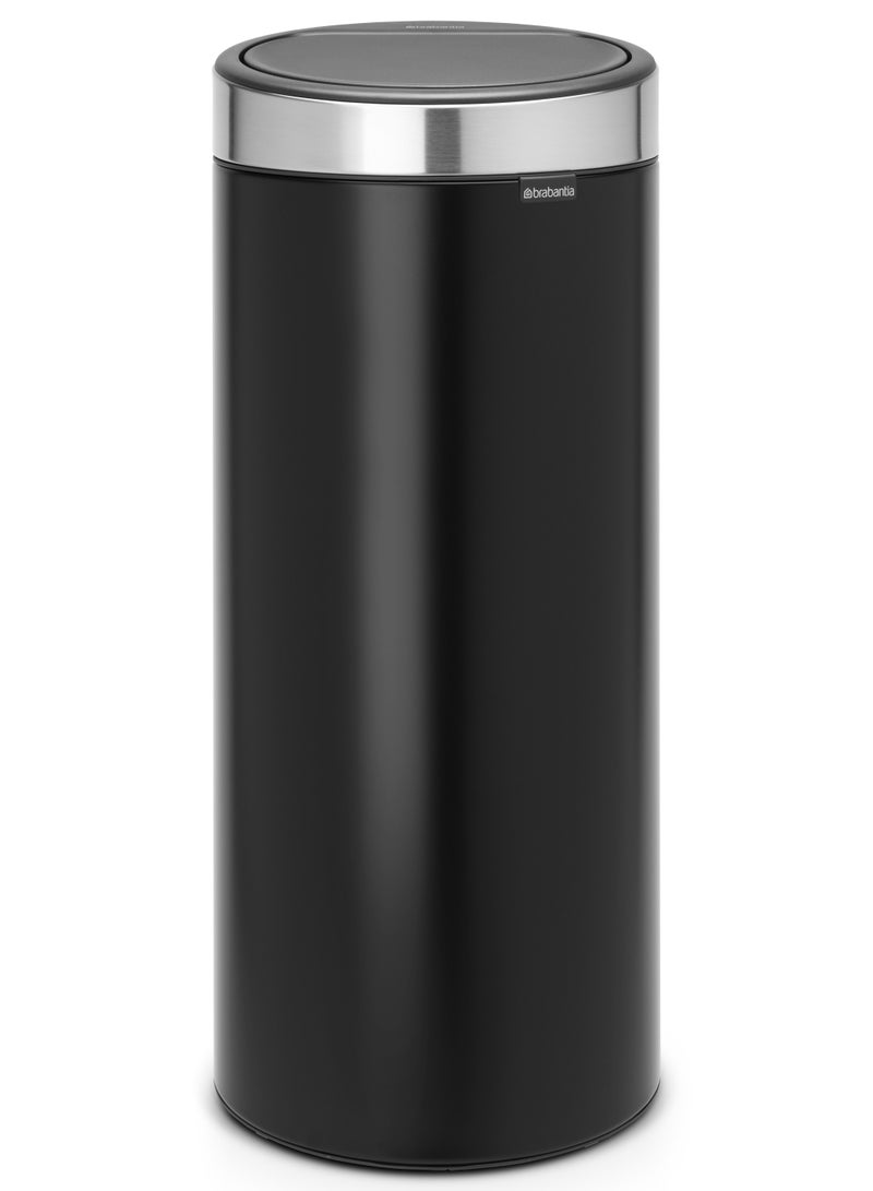 brabantia Touch Bin 30L, Plastic Inner Bucket - Matt Black  - Image 1