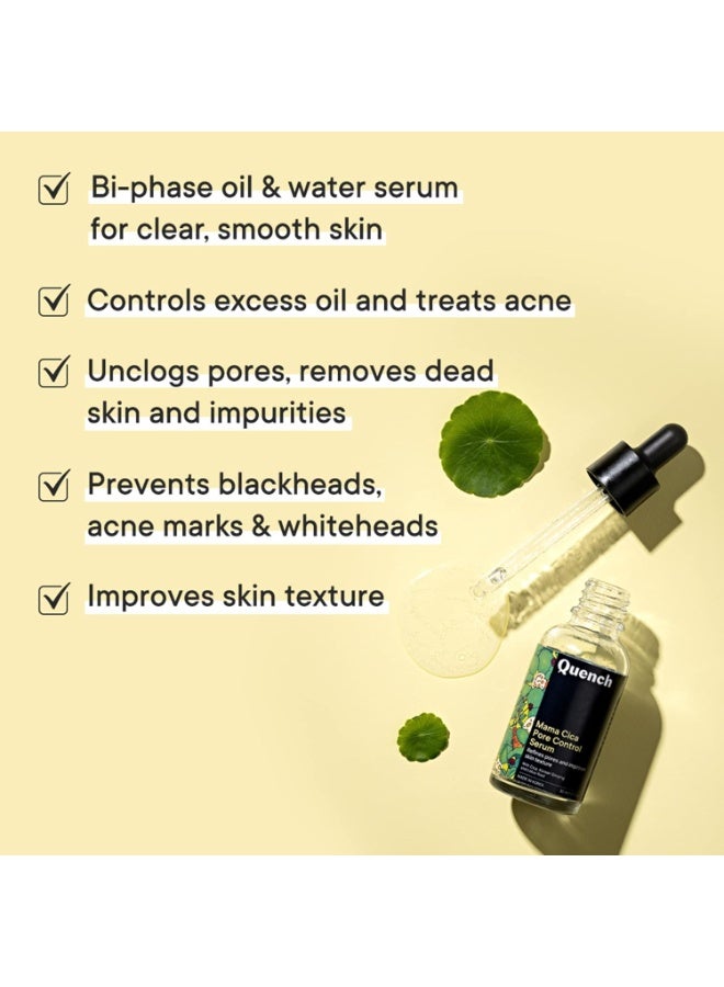 كوينش QUENCH BOTANICS سيروم للتحكم في المسام بتركيز 7% من أحماض PHA وCica | يقلل من الرؤوس السوداء، وآثار حب الشباب، والرؤوس البيضاء | يقلل من مظهر المسام | يقشر البشرة بلطف لتنظيف المسام المسدودة | (30 مل) - Image 4