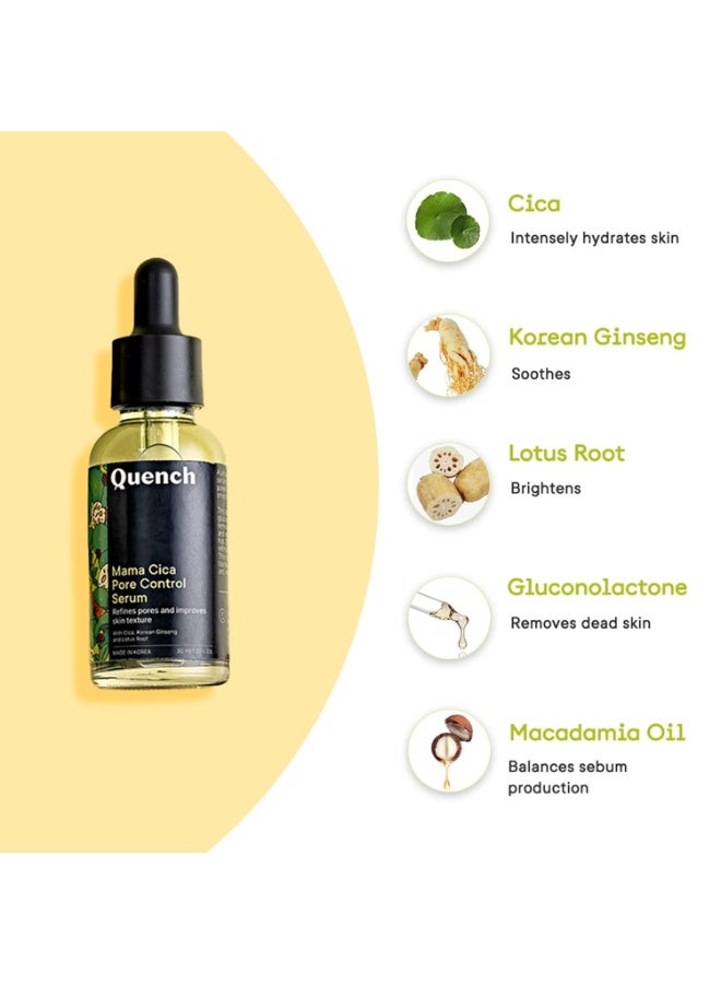 كوينش QUENCH BOTANICS سيروم للتحكم في المسام بتركيز 7% من أحماض PHA وCica | يقلل من الرؤوس السوداء، وآثار حب الشباب، والرؤوس البيضاء | يقلل من مظهر المسام | يقشر البشرة بلطف لتنظيف المسام المسدودة | (30 مل) - Image 3