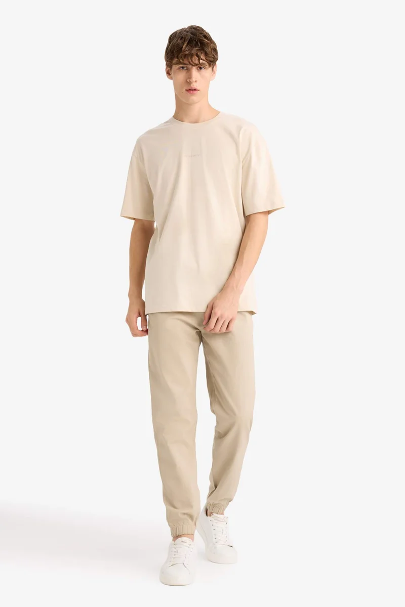 ديفاكتو Cotton Boxy Fit Crew Neck Back Printed T-Shirt