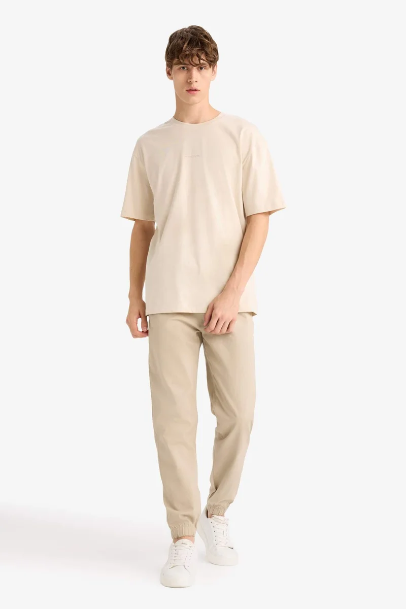 DeFacto Cotton Boxy Fit Crew Neck Back Printed T-Shirt