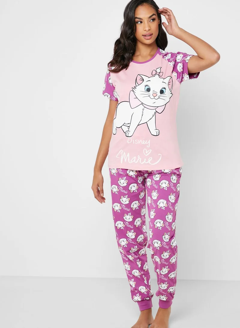 Disney Slogan Graphic T-Shirt & Pyjama Set