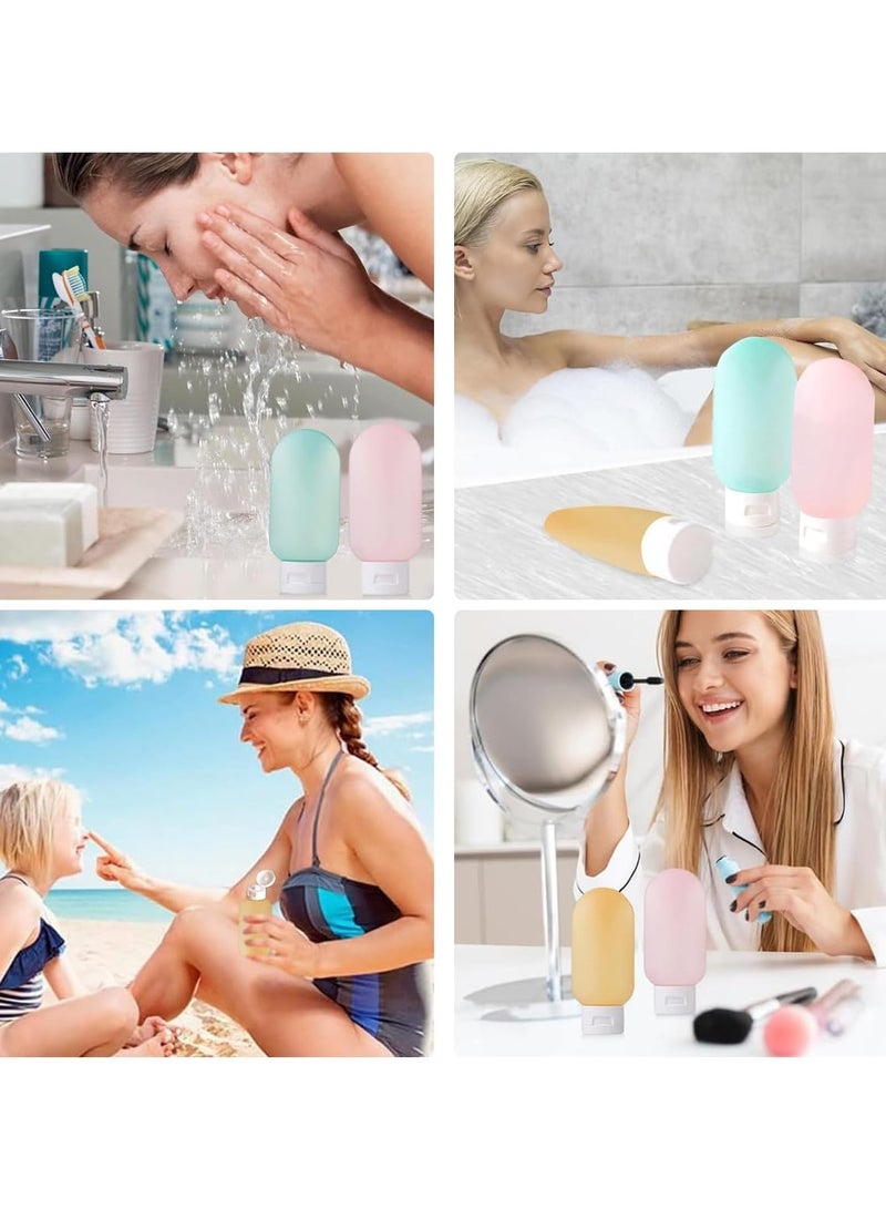 مجموعة زجاجات أدوات النظافة الشخصية للسفر 3 قطع زجاجات قابلة لإعادة التعبئة ومقاومة للتسرب مع أغطية - Image 5