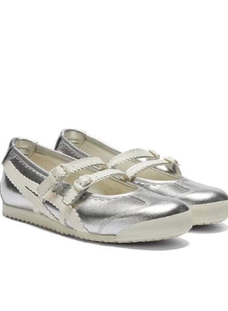 Onitsuka Tiger Women Casual Comfortable and Stylish Flat Ballet Shoes - Silver - Image 1