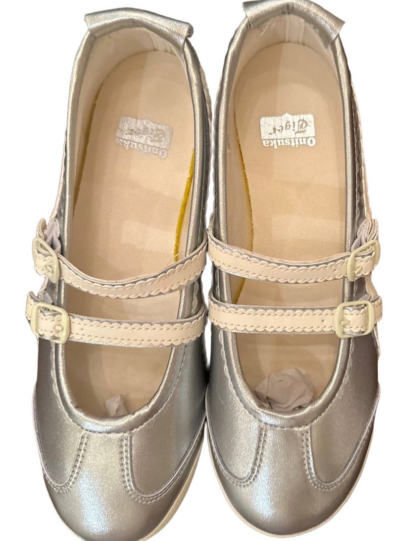 Onitsuka Tiger Women Casual Comfortable and Stylish Flat Ballet Shoes - Silver - Image 3