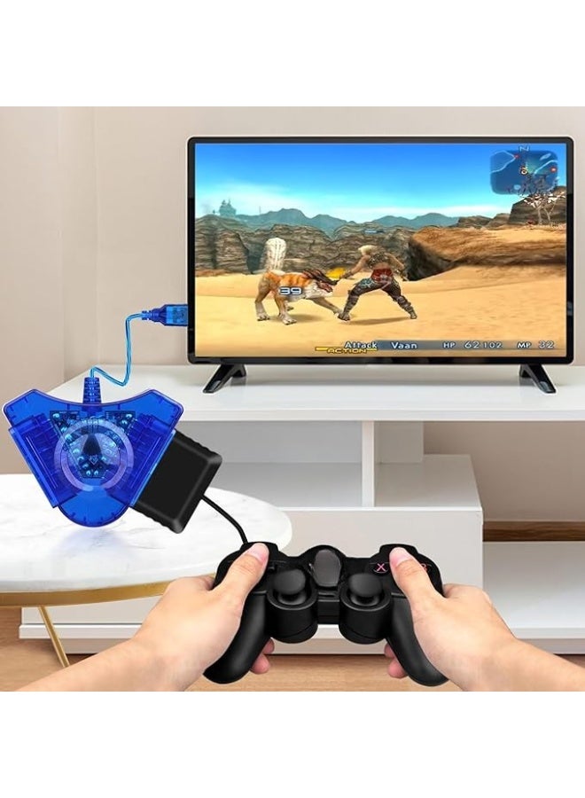 كابل محول وحدة تحكم بلاي ستيشن 1-2 إلى USB 2.0 للكمبيوتر متوافق مع وحدة تحكم سوني بلاي ستيشن 2 – أسود  - Image 2
