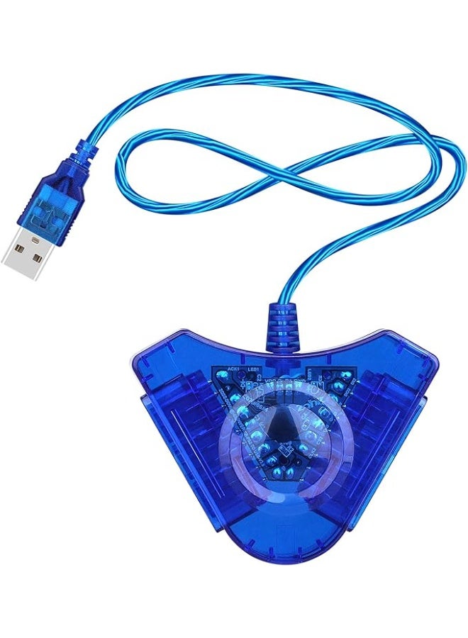 كابل محول وحدة تحكم بلاي ستيشن 1-2 إلى USB 2.0 للكمبيوتر متوافق مع وحدة تحكم سوني بلاي ستيشن 2 – أسود  - Image 1