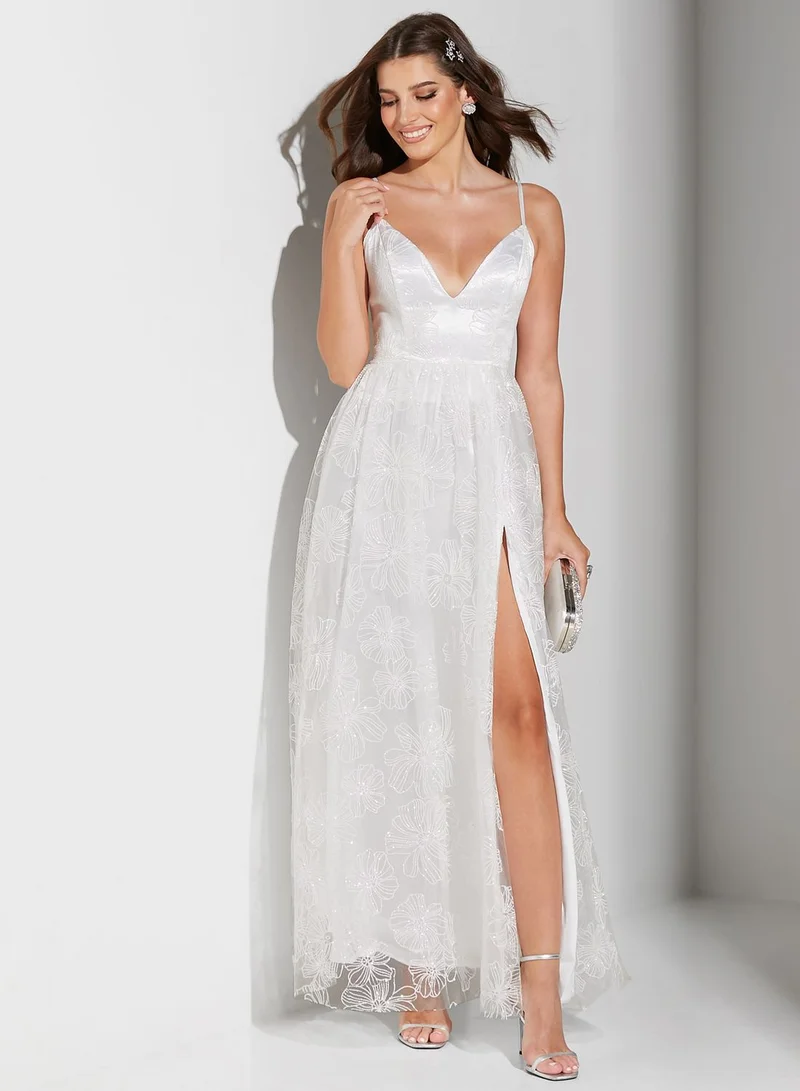 Dolly Delicious Cami Plunge Neck Side Split Dress for Women