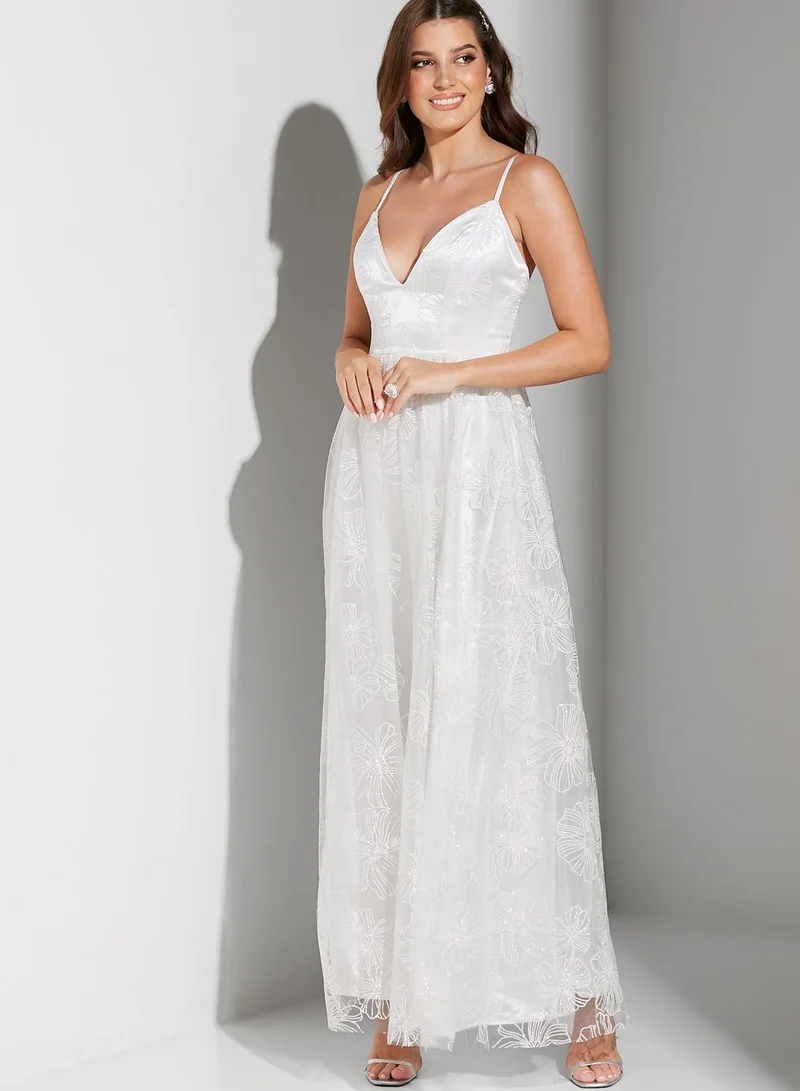 Dolly Delicious Cami Plunge Neck Side Split Dress for Women