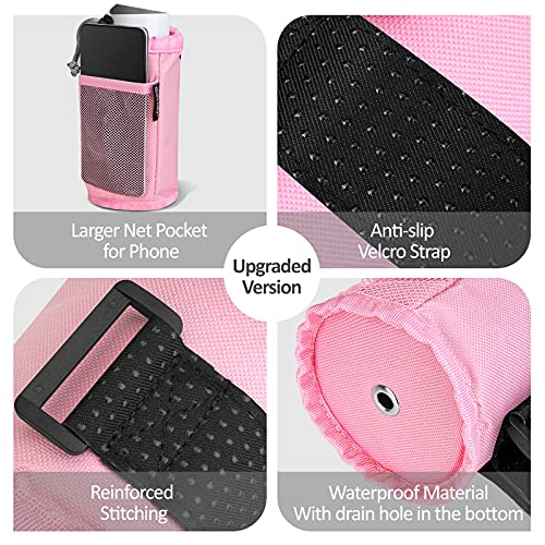 GEARV 2Pack Cup Holder for Bike, Scooter and Wheelchair, Water Bottle Holder for UTV/ATV, Walker, Golf Cart and Beach, Universal Drink Holder Accessories with Net Pocket and Cord Lock (Pink) - Image 2