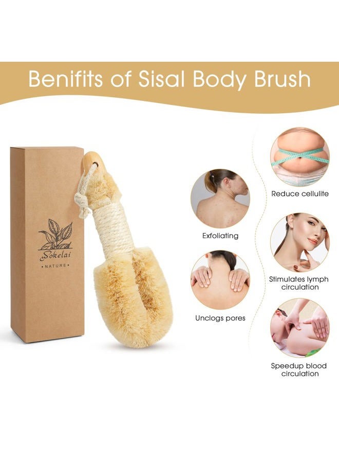 wokelai Dry Brushing Body Brush for Skin - Exfoliating Body Scrubber Brushes Natural Sisal Bristle for Lymphatic Drainage Cellulite Body Exfoliator for Bath Shower to Improve Circulation Stop Ingrown Hairs - Image 5