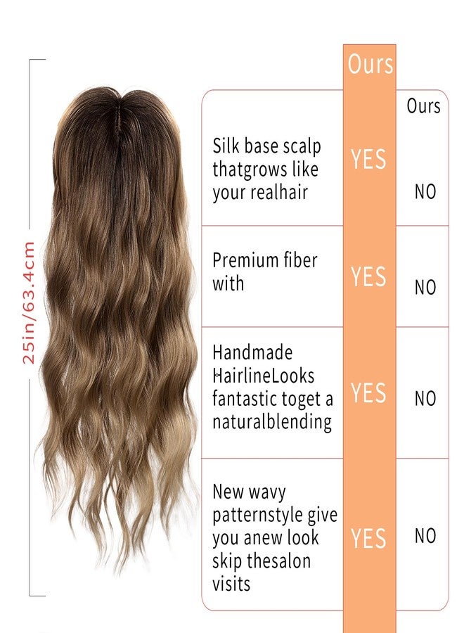 CROWN GUIDE Hair Toppers for Women with Thinning Hair 20 Inch, 360°3D Wig Topper Hair Pieces for Women Synthetic Curly Wavy Wispy Clip in Bangs for Dialy Wear (Dark Ash Brown, 20inch) - Image 4