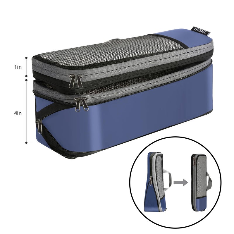 BAGAIL مجموعة BAGAIL 4 / 6 مجموعات من مكعبات التعبئة المضغوطة ملحقات السفر منظم التعبئة القابل للتوسيع (مجموعة 6 نصف شبكي أزرق) - Image 4