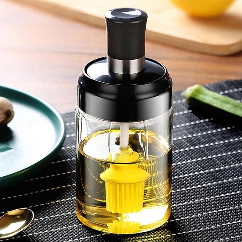 CYOFQD 300 ml Glass Container with Brush for Ghee Butter Oil etc Ghee Oil Storage Jar Oil Bottle with Basting Brush Glass Jar with Basting Brush SET OF 2 - Image 1