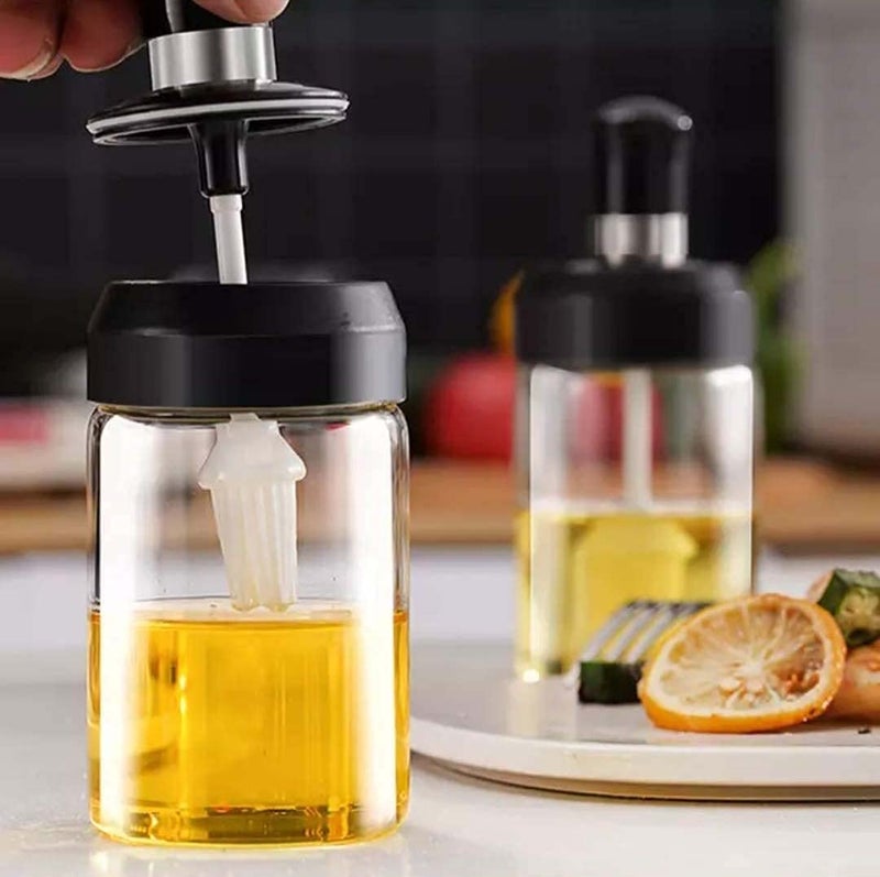 CYOFQD 300 ml Glass Container with Brush for Ghee Butter Oil etc Ghee Oil Storage Jar Oil Bottle with Basting Brush Glass Jar with Basting Brush SET OF 2 - Image 2