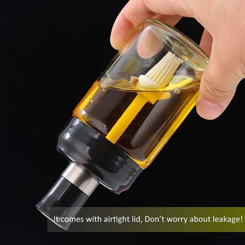 CYOFQD 300 ml Glass Container with Brush for Ghee Butter Oil etc Ghee Oil Storage Jar Oil Bottle with Basting Brush Glass Jar with Basting Brush SET OF 2 - Image 5