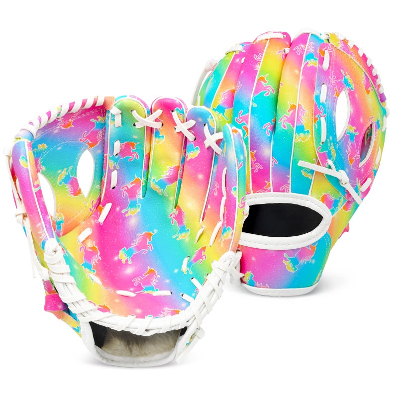 Ausletie Kids Baseball Glove, Softball Gloves, Kids Girls Toddlers Baseball Softball Mitt, 9''-10.5'' T-Ball Gloves for Training and Beginner Play, Left Hand Glove, Right Hand Throw - Image 1