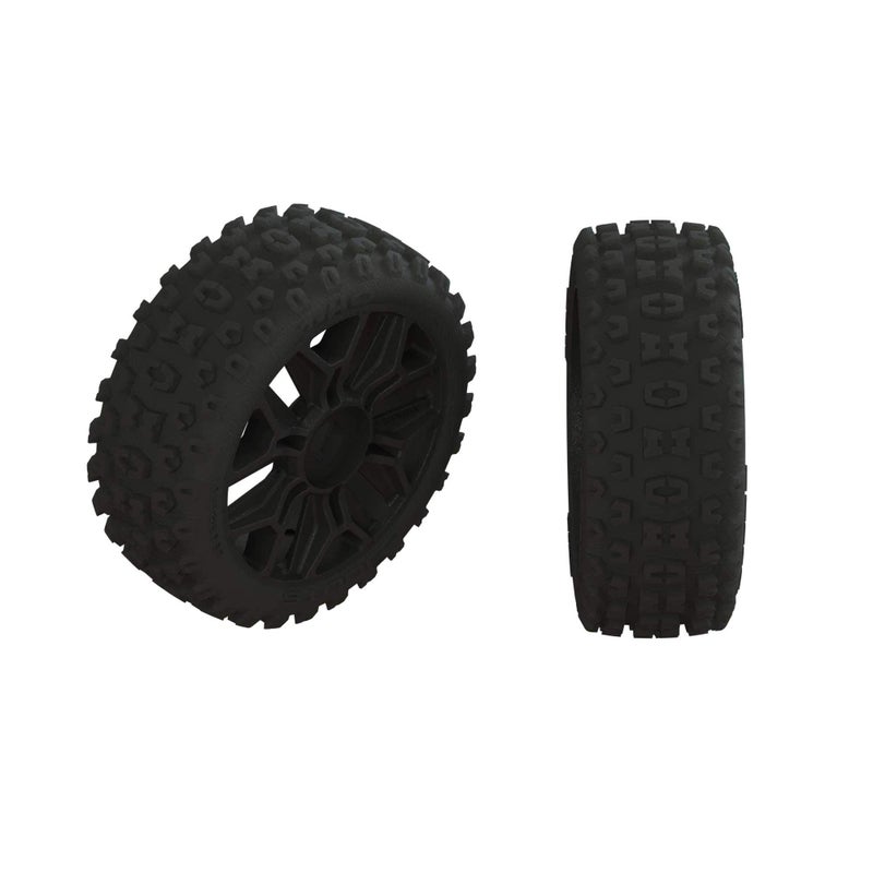 ARRMA 18 2HO FrontRear 33 PreMounted Tires 17mm Hex Black 2 ARA550057 - Image 2