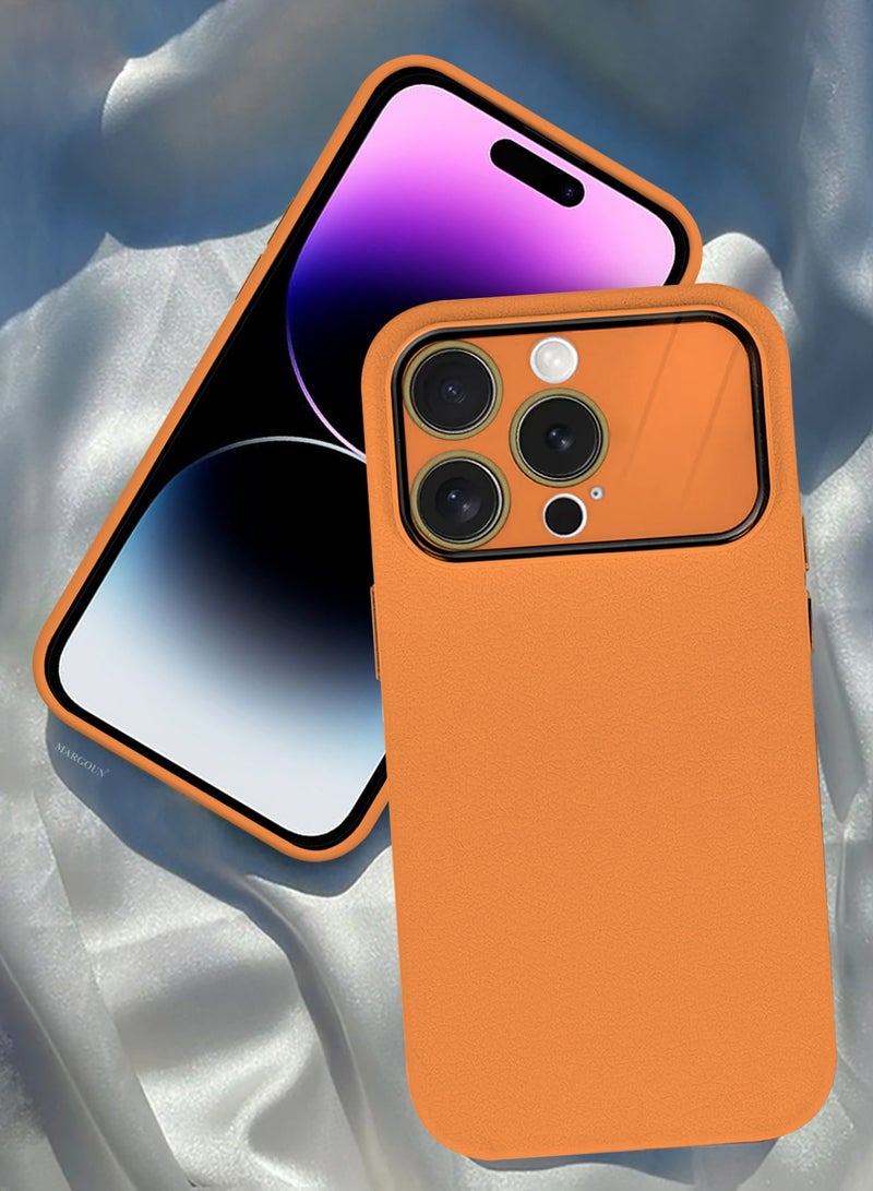 Hard Silicone Case Cover for Apple iPhone 14 Pro Max - Cover with Camera Protection Bumper - Auto Focus Design - Orange - Image 4