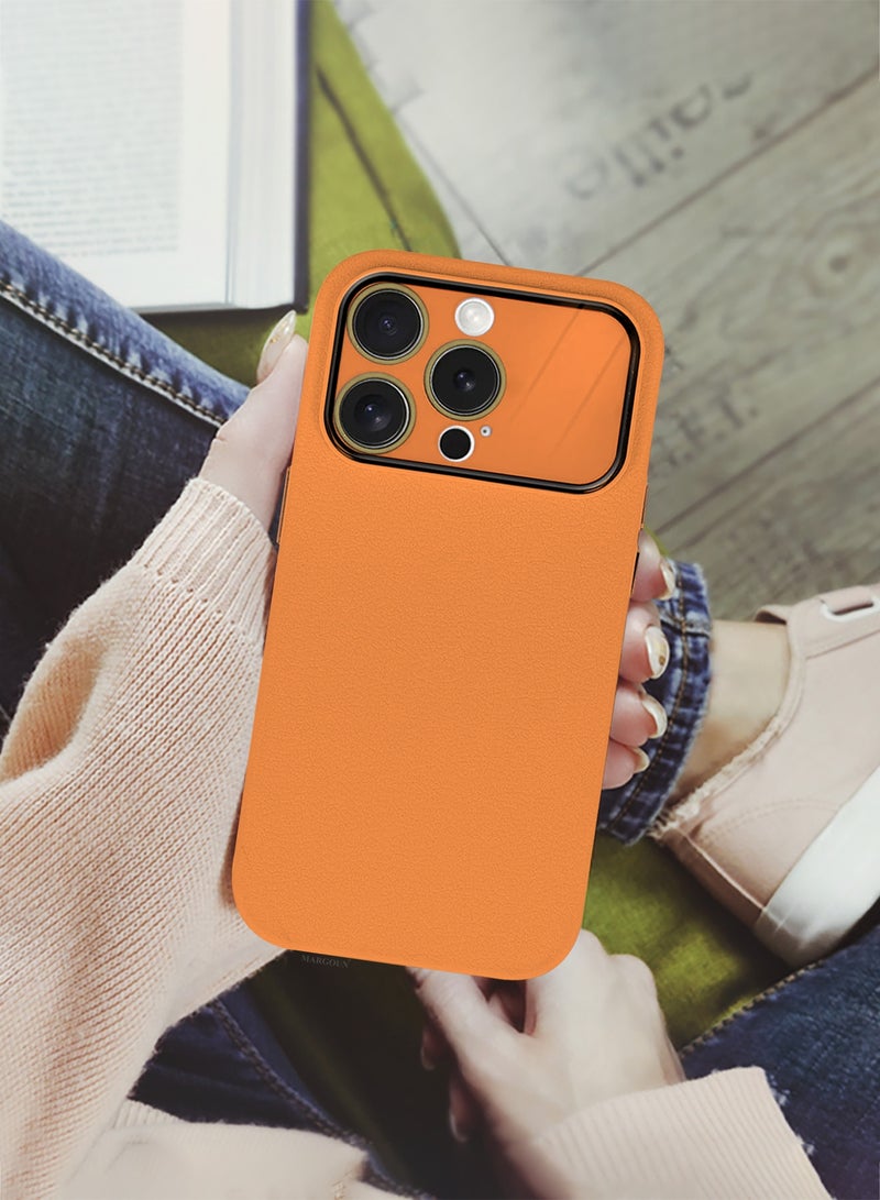 Hard Silicone Case Cover for Apple iPhone 14 Pro Max - Cover with Camera Protection Bumper - Auto Focus Design - Orange - Image 5