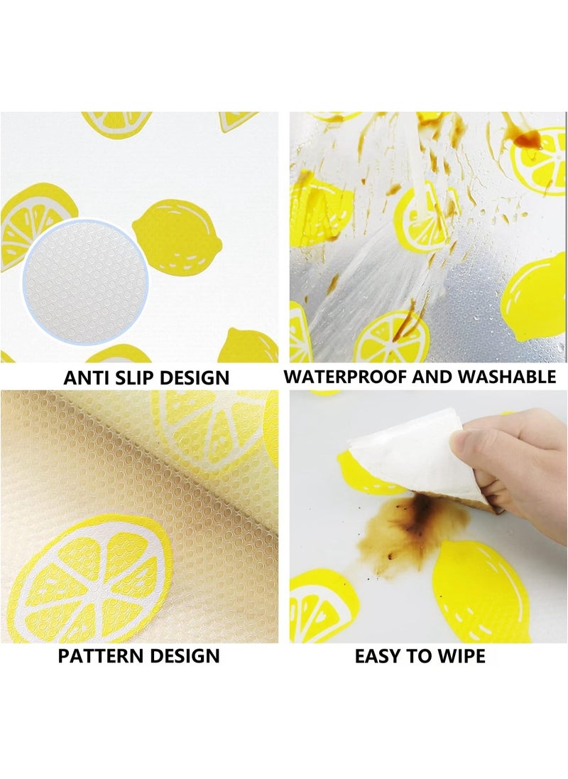 Shelf Liner 45*150cm(x3rolls) for Kitchen Cabinets Non Adhesive Drawer Liner EVA Refrigerator Liners Waterproof Durable Drawer Mats Non Slip Cabinet Liners for Shelves(lemon)