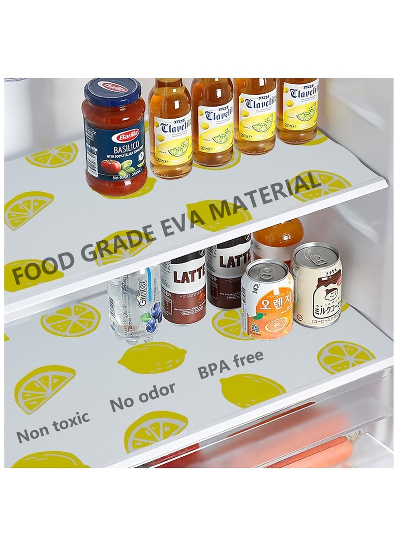 Shelf Liner 45*150cm(x3rolls) for Kitchen Cabinets Non Adhesive Drawer Liner EVA Refrigerator Liners Waterproof Durable Drawer Mats Non Slip Cabinet Liners for Shelves(lemon)