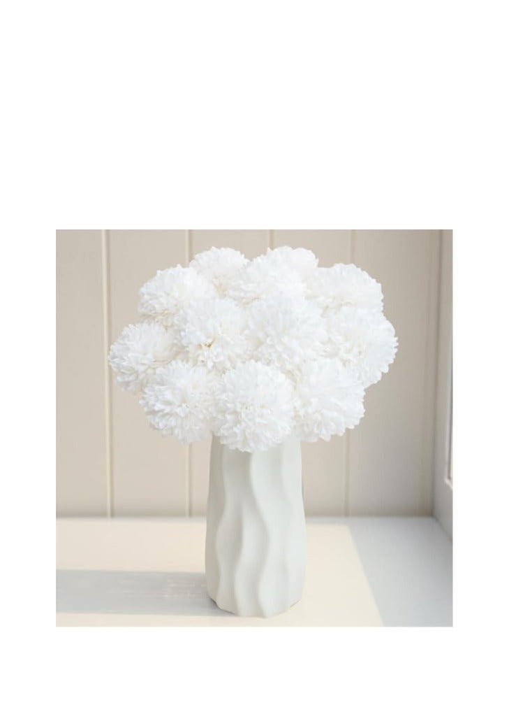 SHINE-CO LIGHTING Artificial Chrysanthemum Ball Flowers Hydrangea Arrangement Bouquet 10pcs Present for Friends Decor for Home Office Coffee House Parties and Wedding (Milk White) - Image 1