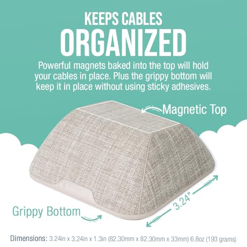 Smartish® Magnetic Cord Holder - Cable Wrangler Organizer with Magnet Clips for Charger Management on Desktop, Nightstand, or Side Table for All Cables, USB-C, Lightning Cables - Lightly Toasted Beige - Image 2