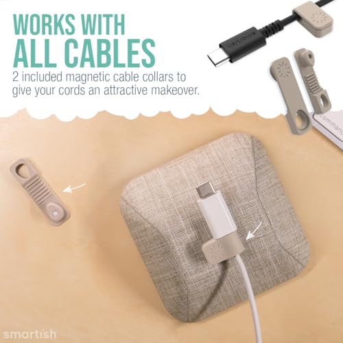 Smartish® Magnetic Cord Holder - Cable Wrangler Organizer with Magnet Clips for Charger Management on Desktop, Nightstand, or Side Table for All Cables, USB-C, Lightning Cables - Lightly Toasted Beige - Image 4