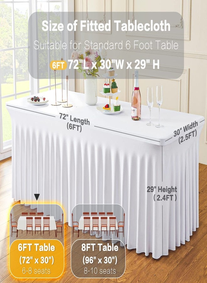 Htper White Spandex Tablecloth for 6 Foot Rectangle Tables, 3Pack Stretch Table Cloths 6ft Fitted Table Cover Desk Skirt for Parties Weddings Birthday Banquet Baby Shower - Image 5