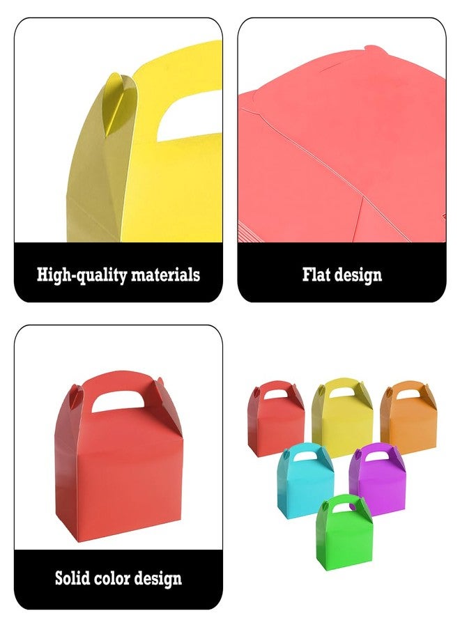 Odowalker 30 Pack Bright Color Party Favor Treat Boxes, 6.2 x 3.6 x 3.3 Inch Paper Gable Gift Boxes with Handles, Rainbow Party Treat Boxes, Cardboard Goodie Boxes for Candy, Macarons, Cookies, Snacks, Theme Birthday Party, Valentine's Day - Image 3