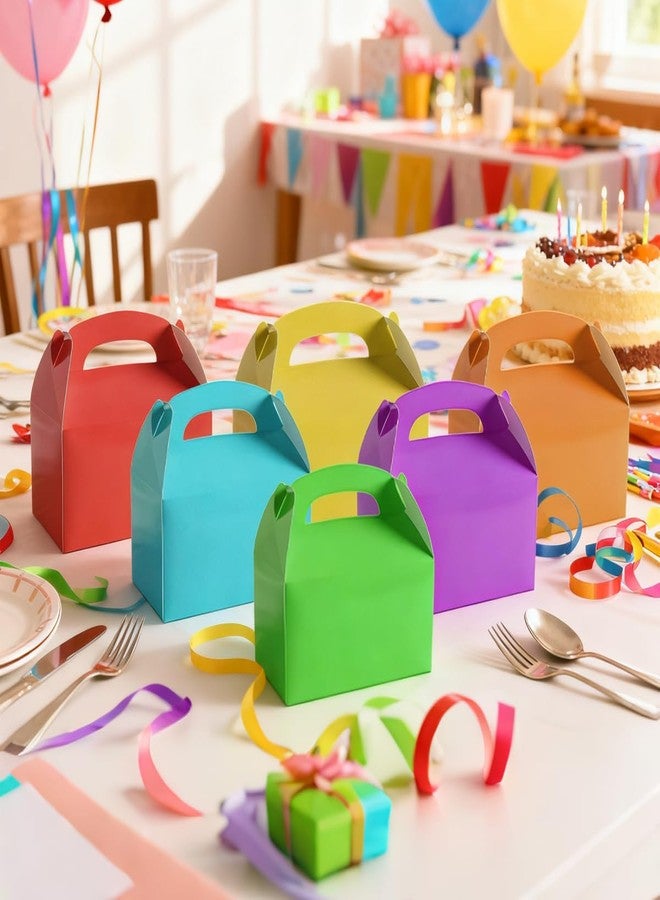 Odowalker 30 Pack Bright Color Party Favor Treat Boxes, 6.2 x 3.6 x 3.3 Inch Paper Gable Gift Boxes with Handles, Rainbow Party Treat Boxes, Cardboard Goodie Boxes for Candy, Macarons, Cookies, Snacks, Theme Birthday Party, Valentine's Day - Image 5