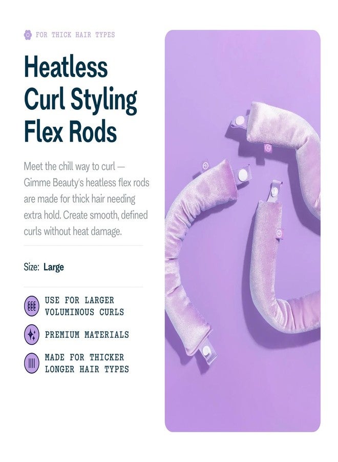 Gimme Beauty Chill Curl Heatless Flex Rods - Gentle & Bendable Hair Rods for Overnight Curls - Bouncy Waves with a Frizz-Free Finish - Snap Closure for Secure Hold - Thick Hair, 4 Count - Image 2