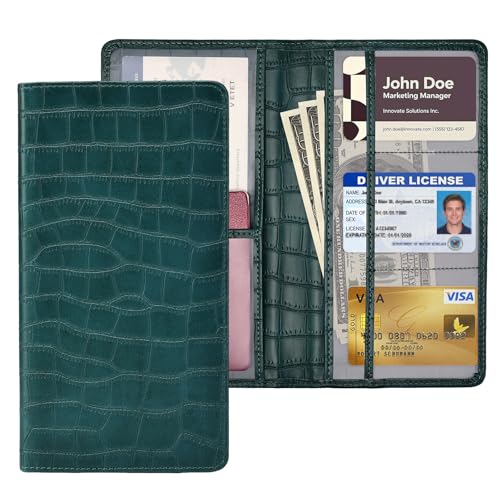 Peisicne Car Registration and Insurance Holder, Teal Green Vehicle Glove Box Car Organizer with Magnetic Closure for Documents, Cards, License Car Organization, 1 Pack - Image 1