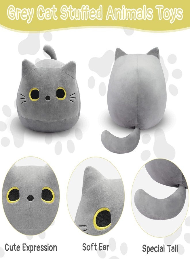 LSYDCARM Gray Cat Plush Pillows Toys, 12inch Kawaii Gray Cat Stuffed Animals Plush Toys, Cute Soft Cat Plushie Stuffed Kitten for Birthday Valentines Gifts Home Car Decoration - Image 4