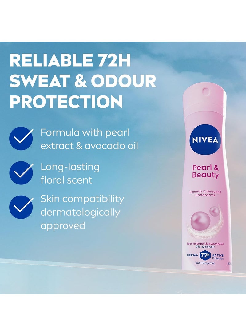 Nivea Pack Of 2 Pearl And Beauty Antiperspirant Spray 150ml - Image 2