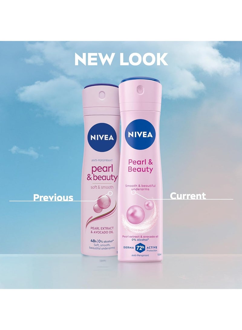 Nivea Pack Of 2 Pearl And Beauty Antiperspirant Spray 150ml - Image 3