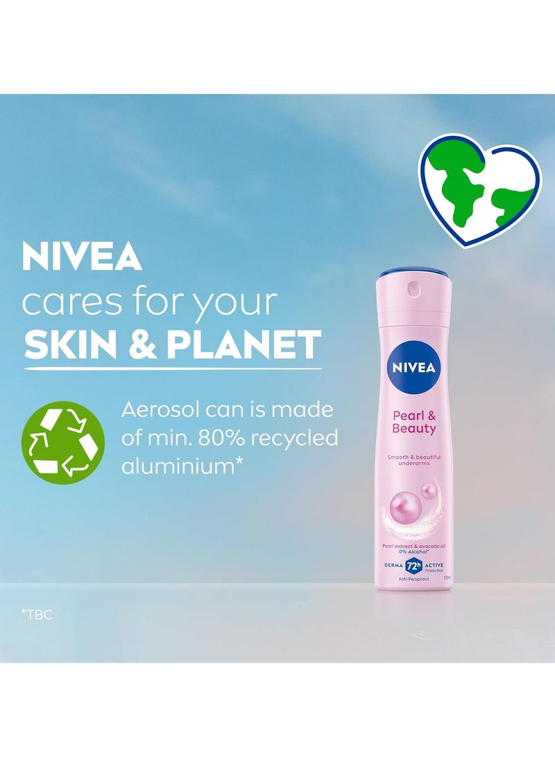 Nivea Pack Of 2 Pearl And Beauty Antiperspirant Spray 150ml - Image 4