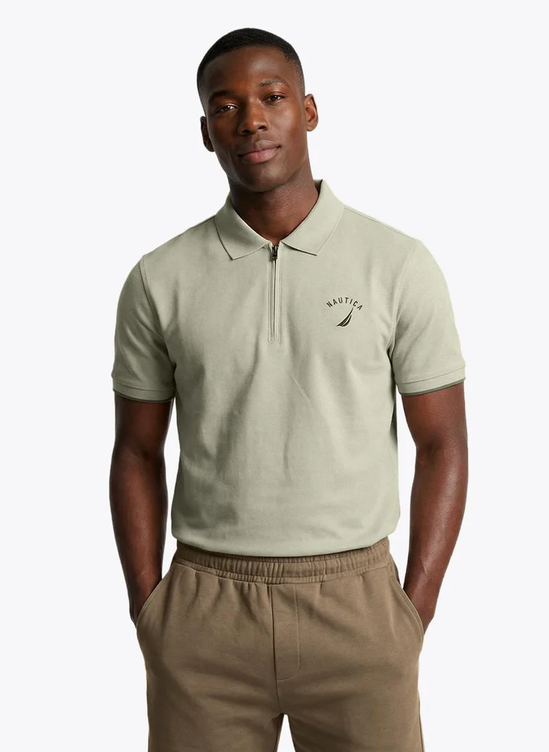 Nautica Men Regular Fit Short Sleeve Logo Polo Shirt for Casual Styling - Green