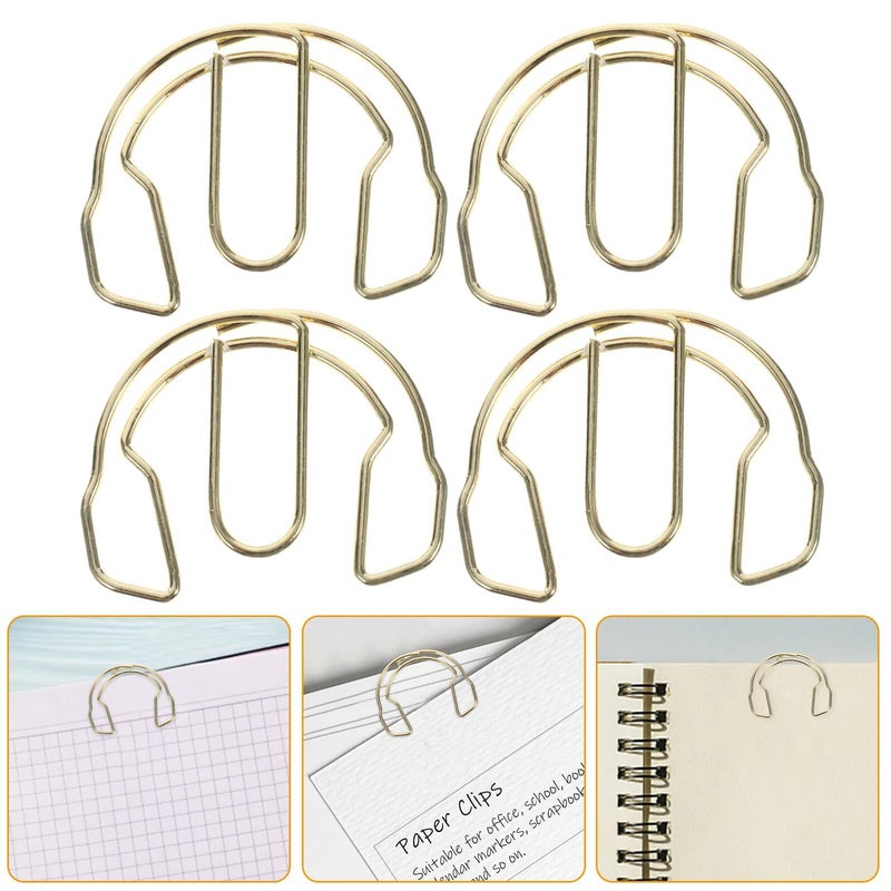 50pcs Gold Metal Headphone Shaped Paper Clips for Office School Document Organization Decorative and Practical Memo Clips - Image 5