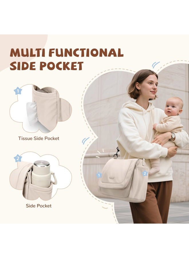 GOLF QUALITY 22L Puffer Diaper Bag Tote,Large Capacity Baby Diaper Tote Travel Bags Crossbody Hospital Bag for mom,Apricot - Image 2