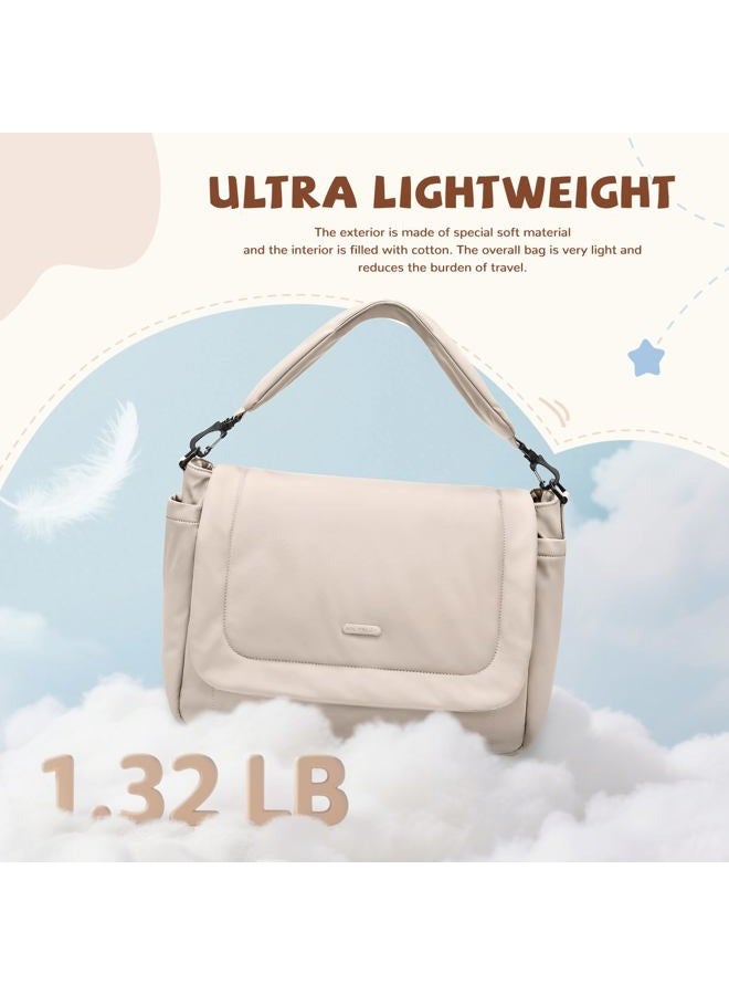 GOLF QUALITY 22L Puffer Diaper Bag Tote,Large Capacity Baby Diaper Tote Travel Bags Crossbody Hospital Bag for mom,Apricot - Image 5