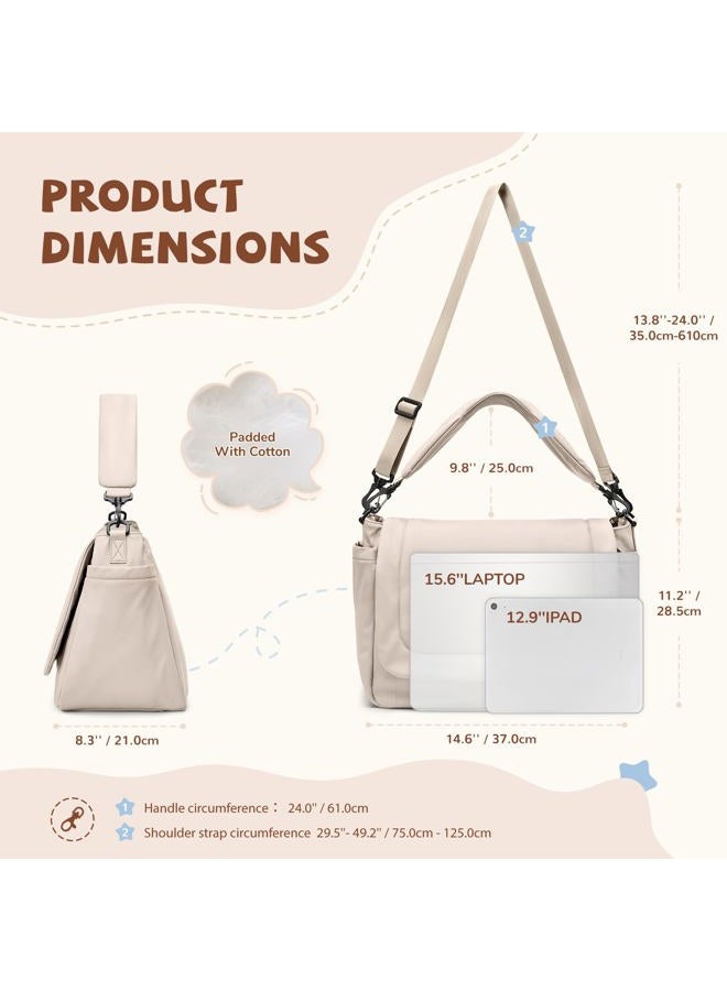 GOLF QUALITY 22L Puffer Diaper Bag Tote,Large Capacity Baby Diaper Tote Travel Bags Crossbody Hospital Bag for mom,Apricot - Image 4