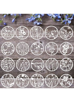 Marspark 20 Pieces Wildflower Stencils For Painting Template Flower Stencils Wall Stencils Reusable Spring Stencils Pet Diy Drawing Templates Stencils For Painting On Wood Wall Home Decor (Round Style)  - Image 1
