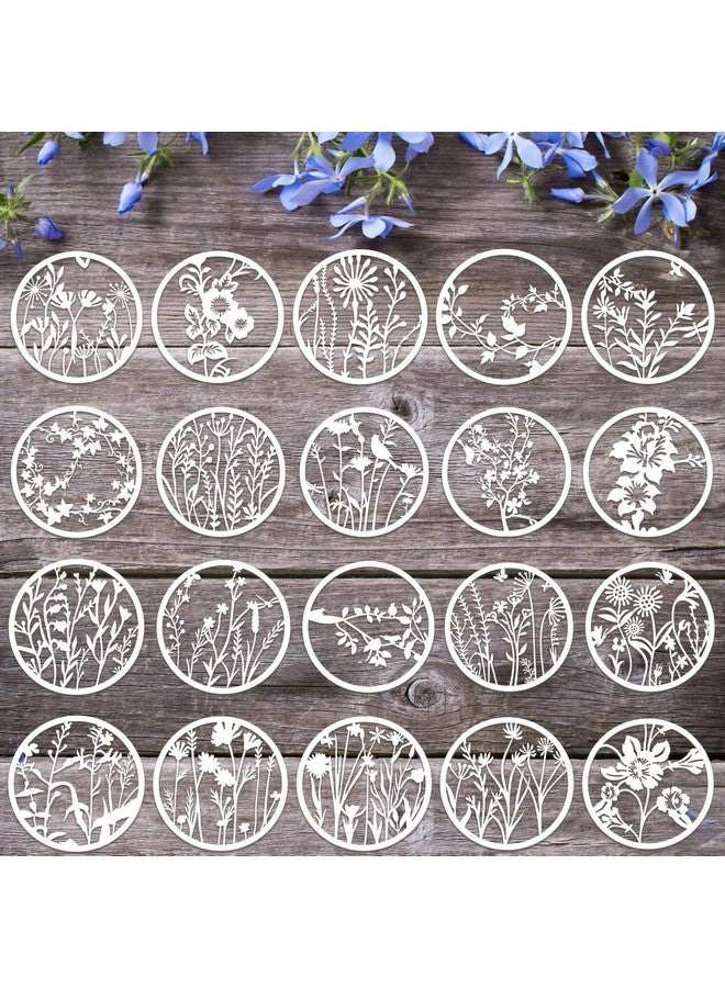 مارسبارك 20 قطعة من استنسل الزهور البرية لقالب الرسم، استنسل الزهور، استنسل الحائط، استنسل زنبركي قابل لإعادة الاستخدام، قوالب رسم للحيوانات الأليفة بنفسك، استنسل للرسم على الخشب، ديكور جدار المنزل (نمط دائري) - Image 1